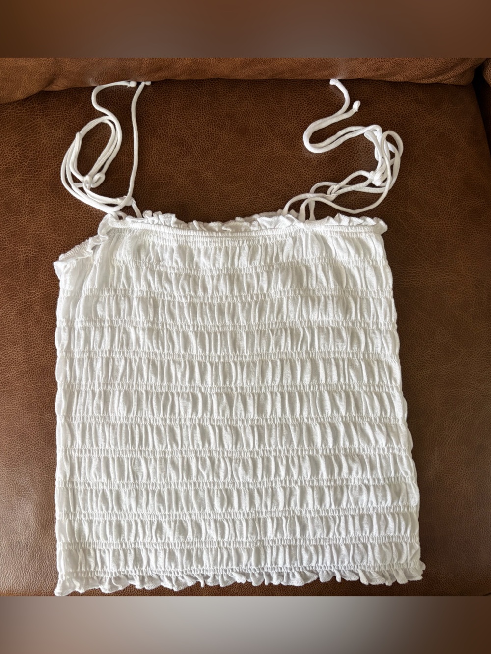 Aerie white gathered elastic camisole.Size M.Double adjustable straps.